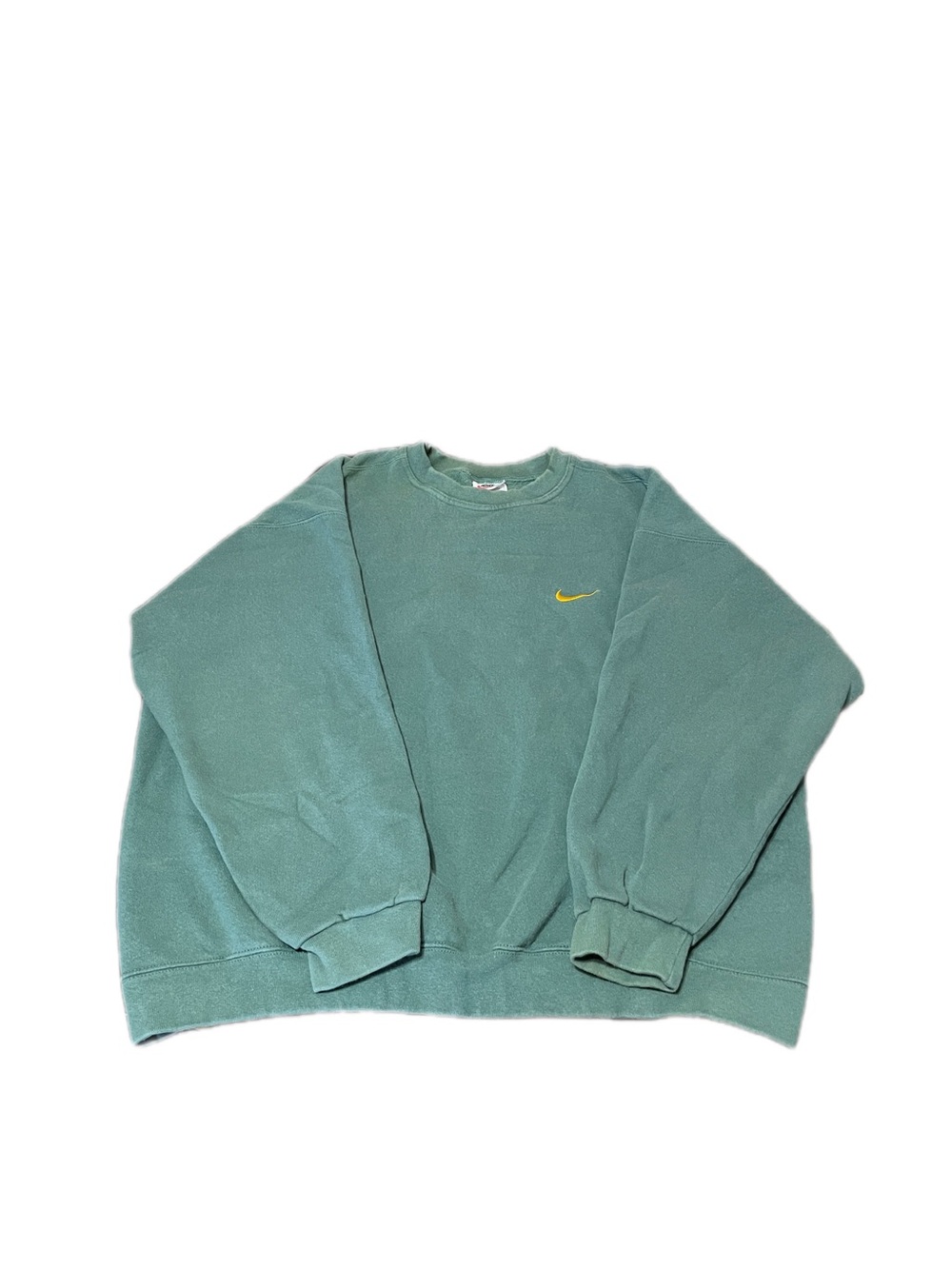 Vintage Nike Crew Neck Sweatshirt Mini Gold Check Swoosh Size XL Green